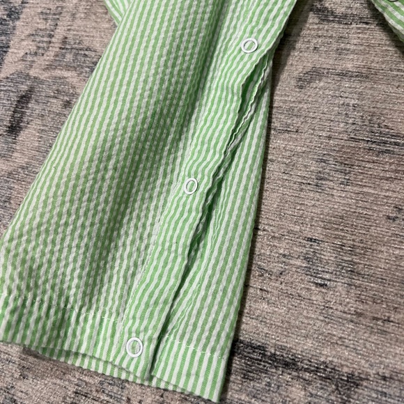 Lil Cactus Fall Pumpkin in a Truck seersucker overalls romper, size 18-24m - Picture 4 of 4